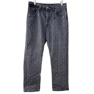 Levi's 501 Jeans Studded Women's Size 29x26 Black Acid Wash Y2K Punk Rock Grunge
